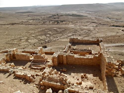 Looking down at the ruins