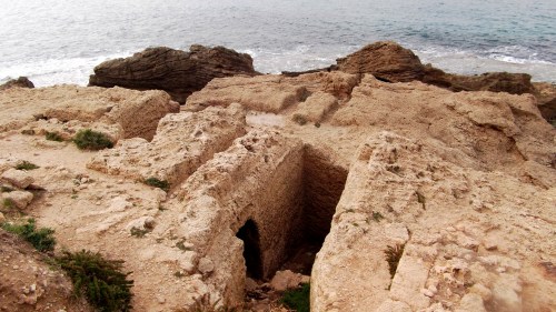 A chamber cut into the rock