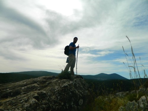 Hiking with Mount Meron in the distance