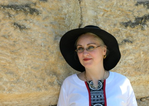 My mother posing at the castle's western wall