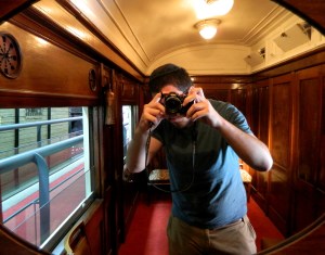 Enjoying myself in the luxurious saloon