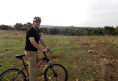 Posing with Yehiam Fortress in the background