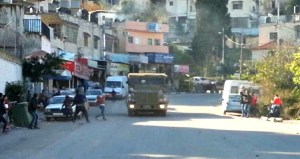 Driving the Safaron through a Palestinian village