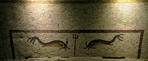 Mustachioed dolphins mosaic