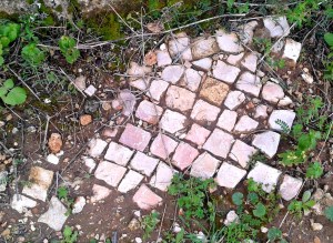 Close-up of a crude mosaic