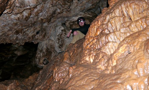 Sitting at the near bottom of the cave
