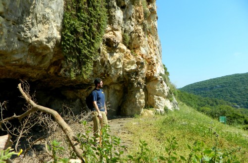 Standing outside the Temple Cave entrance