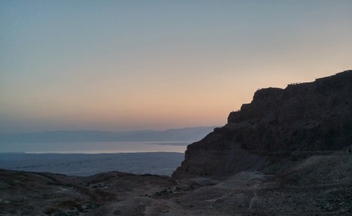 Masada and the Dead Sea before dawn