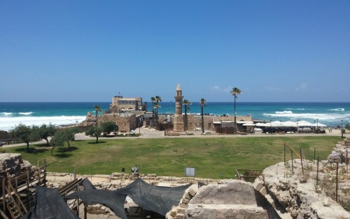 Crusader harbour from the higher Herodian port