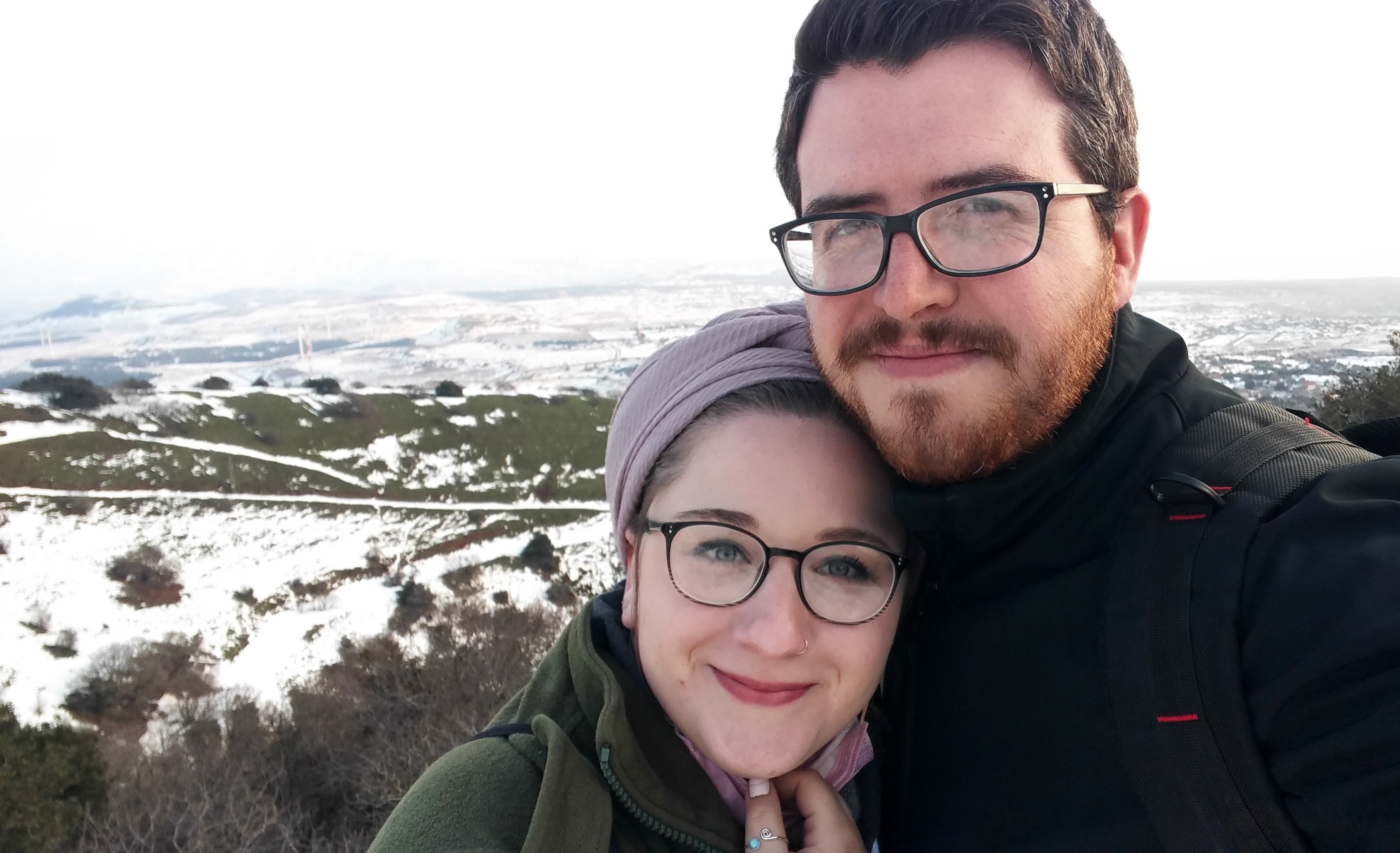Atop Mount Bental overlooking the snowy plateau