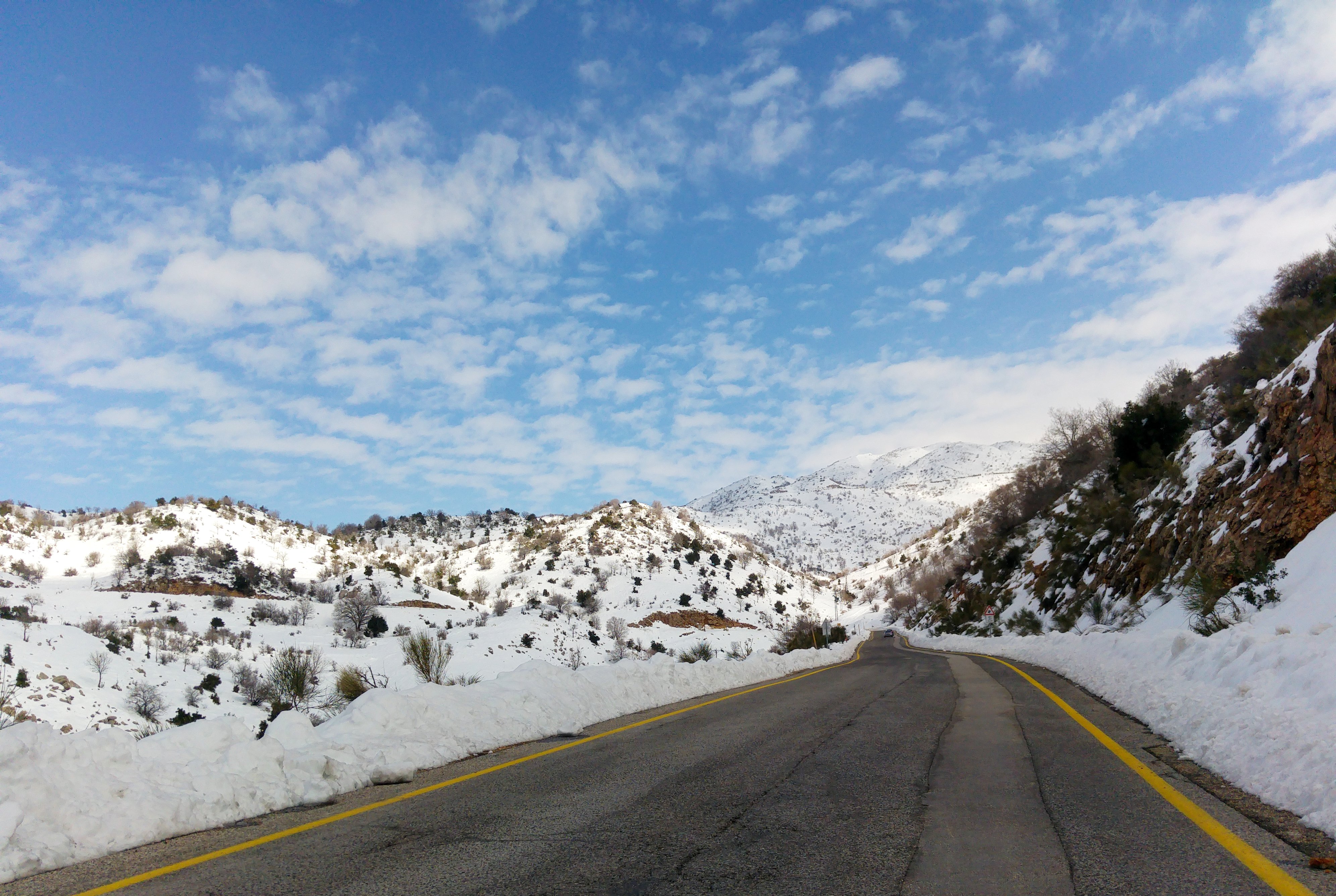 Approaching the snowy peak