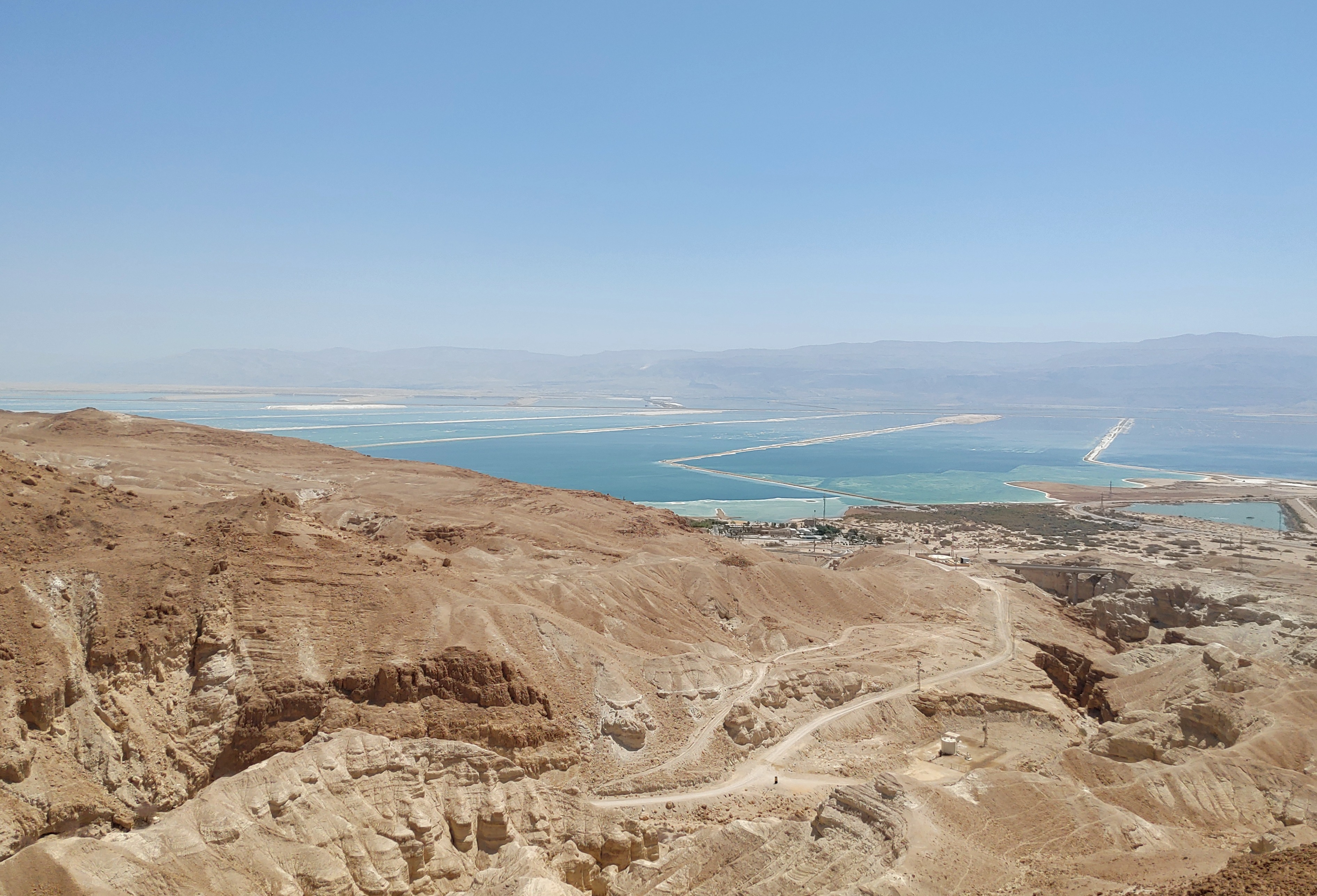 The desert mountains and the Dead Sea yonder